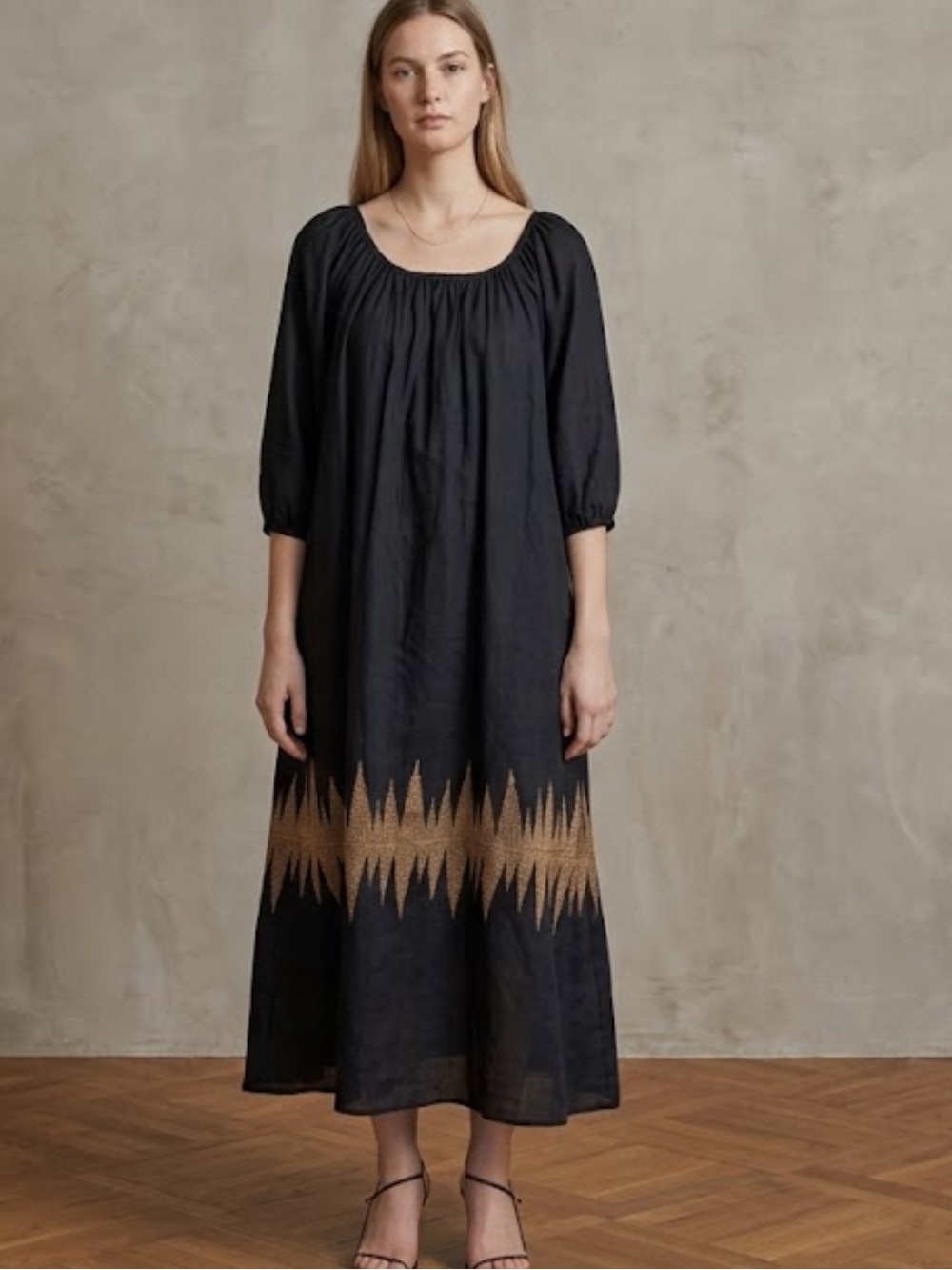 Mirth Seville Dress hand loomed black cotton dress medium